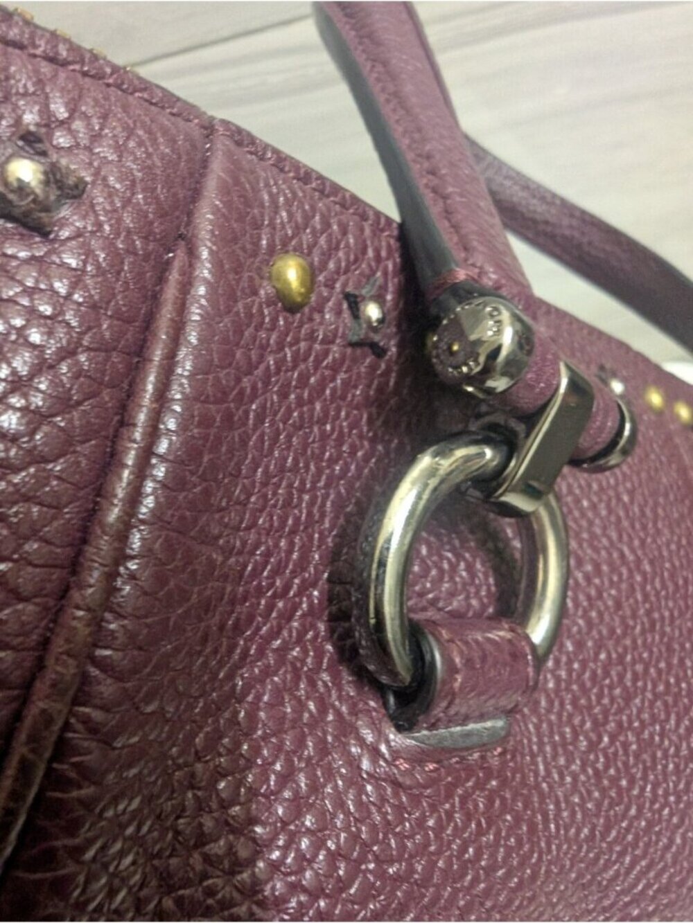 🔥 RARE🔥 Coach Dark Oxblood With Multi-Colored Tea Floral - Satchel Tote Bag - Picture 10 of 16